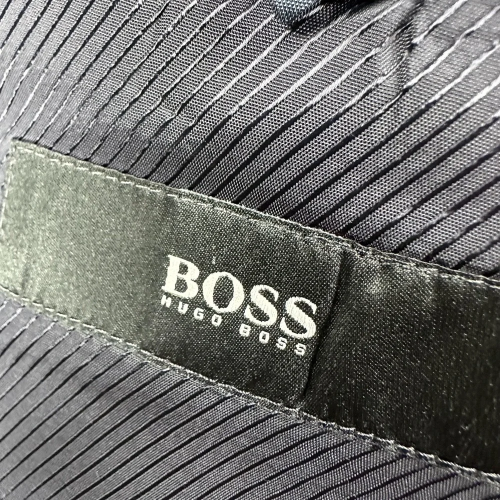 Hugo Boss Suit‎ Jacket Mens 46R Blue 100% Virgin Wool Made USA Union Two Button